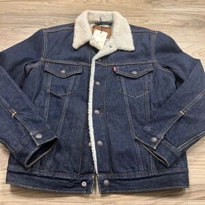 Levi's Premium Type III Sherpa Trucker Jacket Rockridge Blue Men Small 163650084
